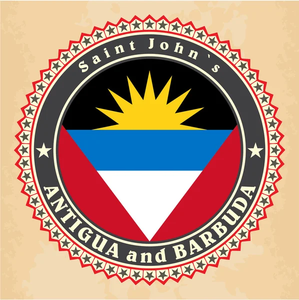 Karty Vintage etykieta flaga Antigui i Barbudy. — Wektor stockowy
