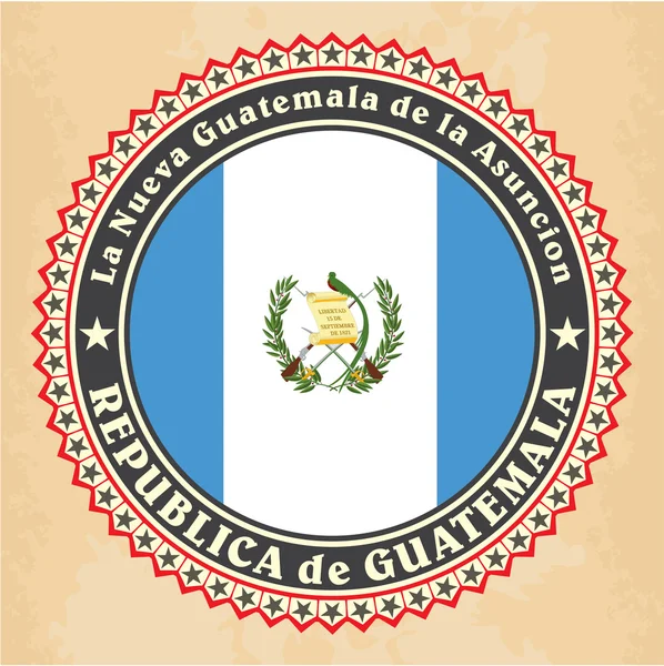 Tarjetas de etiqueta vintage de bandera de Guatemala . — Vector de stock