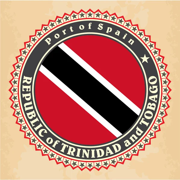 Alte Etikettenkarten von Trinidad und Tobago Flagge. — Stockvektor