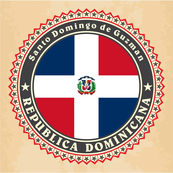 Vintage label cards of Dominican Republic flag. — Stock Vector