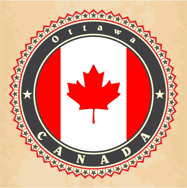 カナダの国旗のヴィンテージ ラベル カード. — ストックベクタ