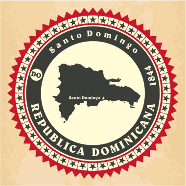 Vintage etiket etiket kartları Dominik Cumhuriyeti.