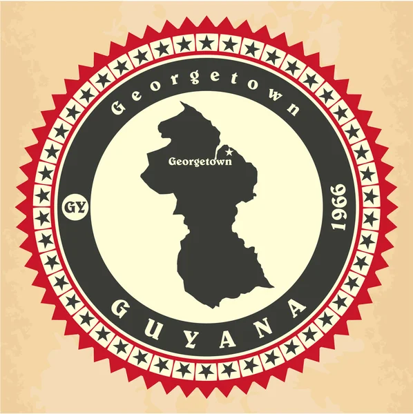 Vintage etiket-sticker kaarten van guyana. — Stockvector