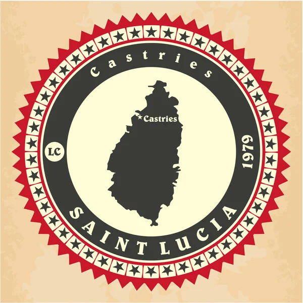 Saint lucia kartların Vintage etiket sticker. — Stok Vektör