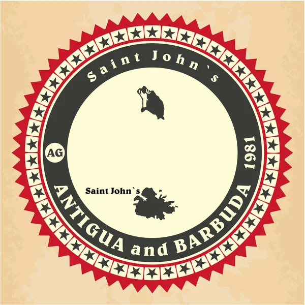 Vintage label-sticker cards of Antigua and Barbuda. — Stock Vector