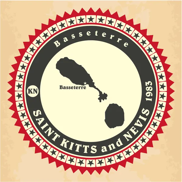 Vintage etiket-sticker kaarten van saint kitts en nevis. — Stockvector