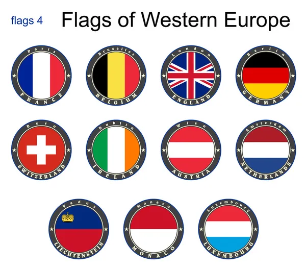 Drapeaux de l'Europe occidentale. Drapeaux 4 . — Image vectorielle