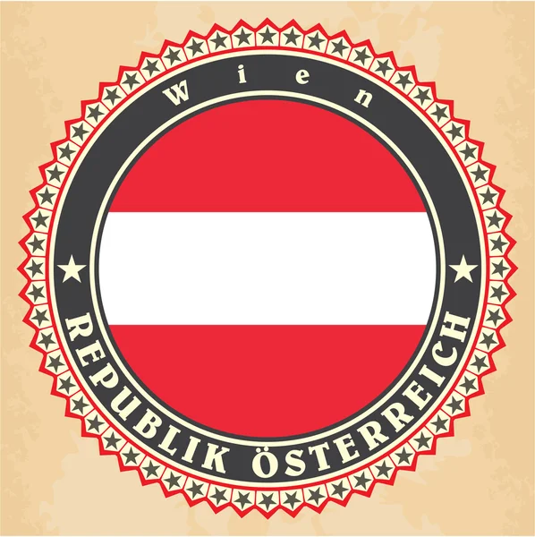 Tarjetas de etiqueta vintage de bandera de Austria . — Vector de stock