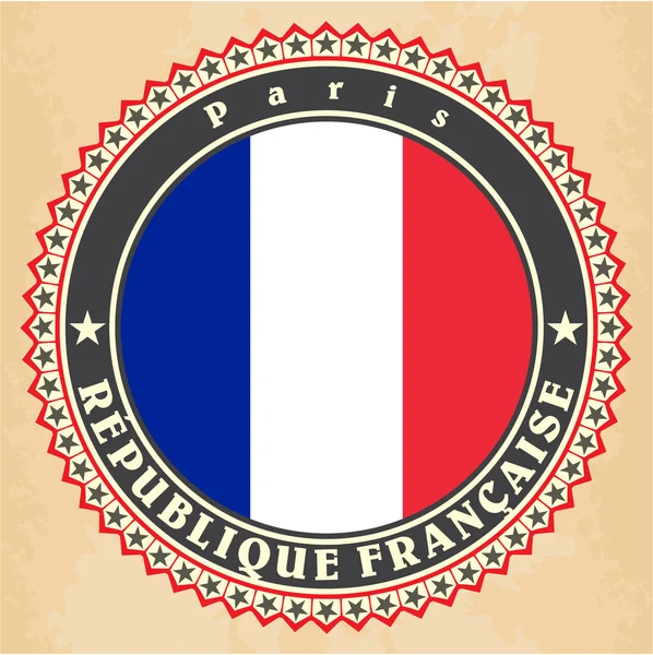Vintage ετικέτα κάρτες της σημαία της Γαλλίας. — Διανυσματικό Αρχείο