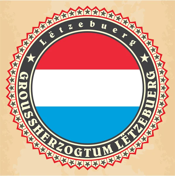 Vintage etikett kort av luxemburg flagga. — Stock vektor