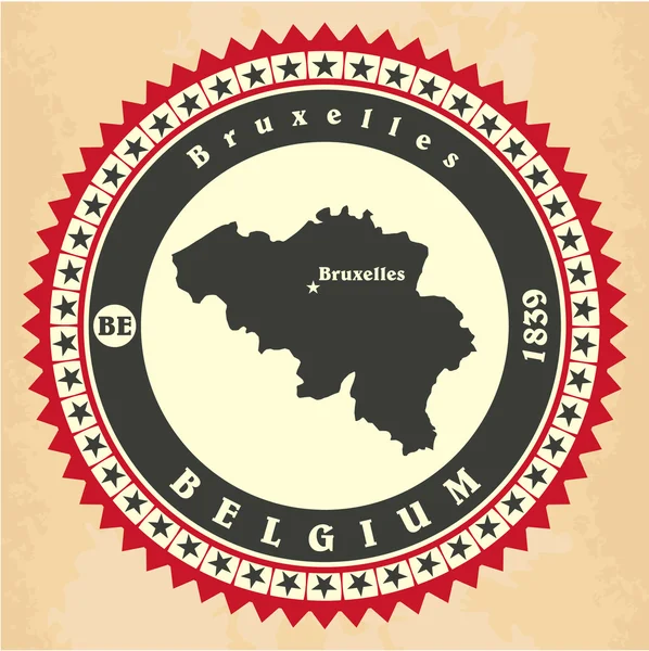 Vintage etikett-klistermärke kort av Belgien. — Stock vektor
