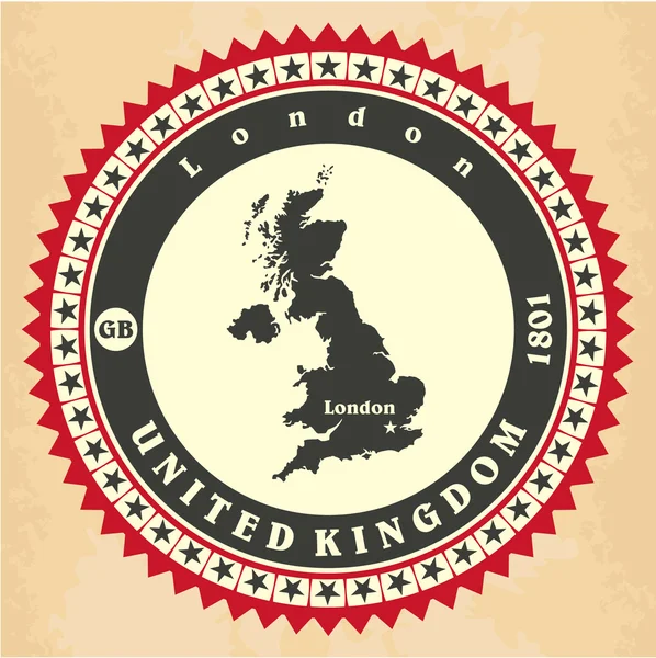联合王国的老式的标签贴纸卡片. — 图库矢量图片