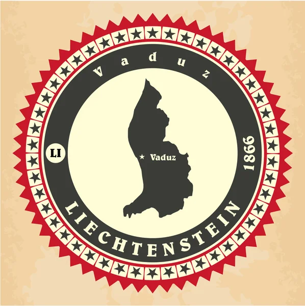 Vintage etiket-sticker kaarten van liechtenstein. — Stockvector