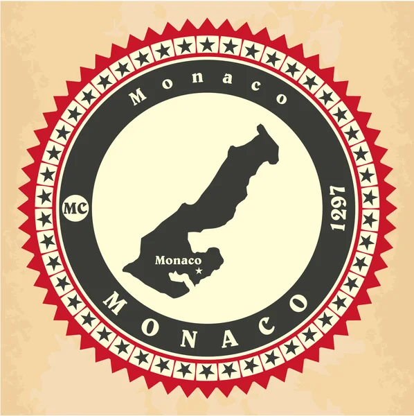 Vintage label-sticker cards of Monaco. — Stock Vector