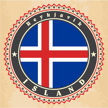 Vintage etiket kartları İzlanda bayrağı. 