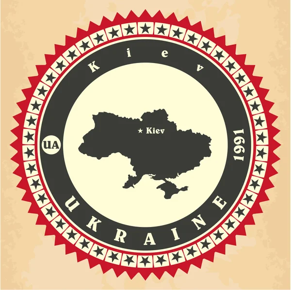 Etichetta-adesivo vintage carte di Ucraina . — Vettoriale Stock