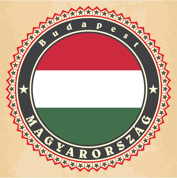 Ročník popisku karty vlajka Maďarska. — Stockový vektor