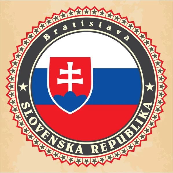 Tarjetas de etiqueta vintage de bandera de Eslovaquia . — Vector de stock