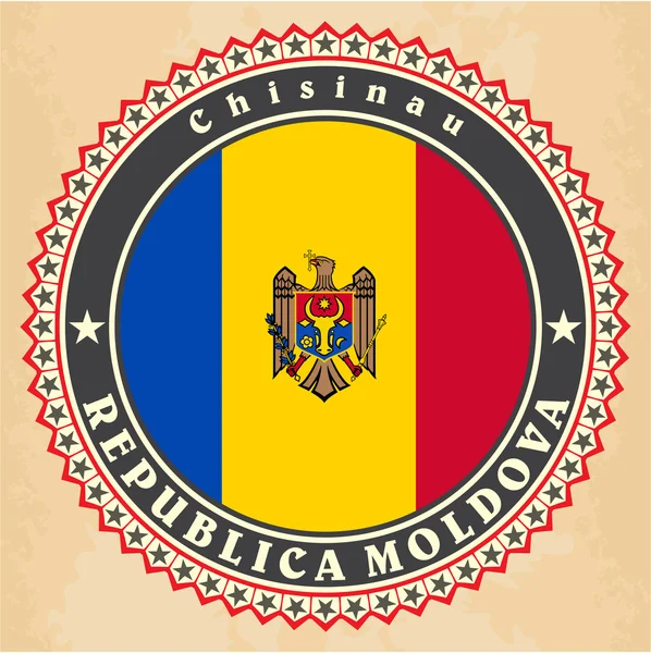 Vintage label kort af Moldova flag . – Stock-vektor