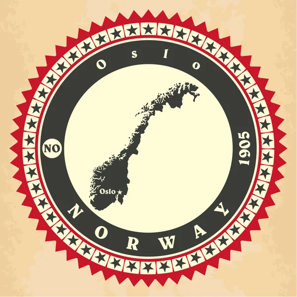 Wzór etykiety naklejki karty z Norwegii. — Wektor stockowy