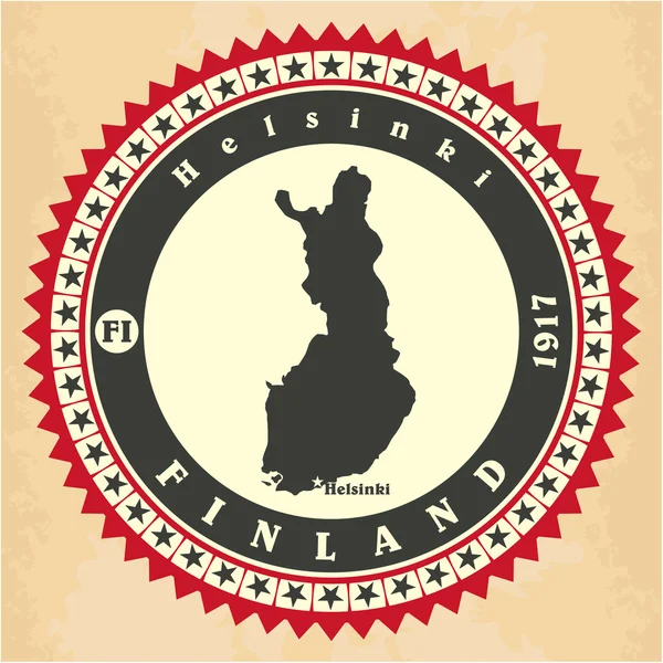 Tarjetas adhesivas de etiqueta vintage de Finlandia — Vector de stock