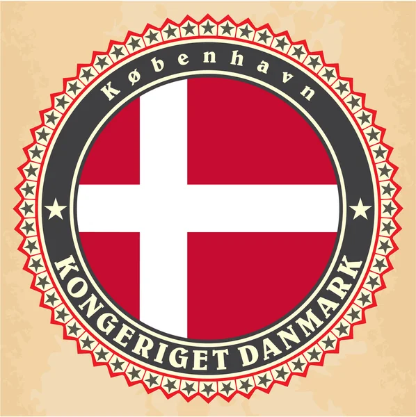Tarjetas de etiqueta vintage de bandera de Dinamarca — Archivo Imágenes Vectoriales