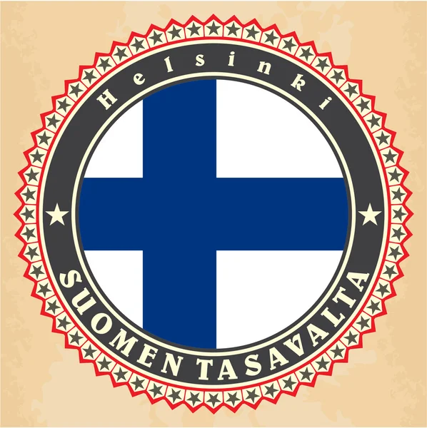 Tarjetas de etiqueta vintage de bandera de Finlandia . — Vector de stock