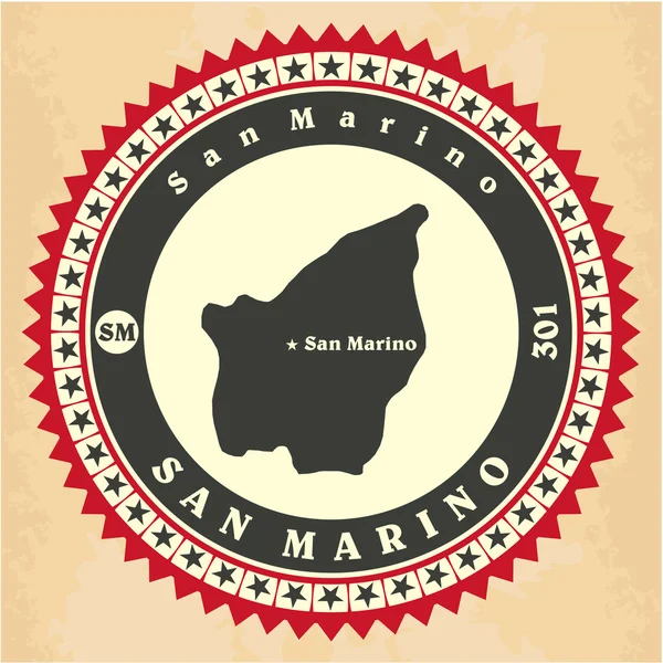 Vintage etikett-klistermärke kort av san marino. — Stock vektor