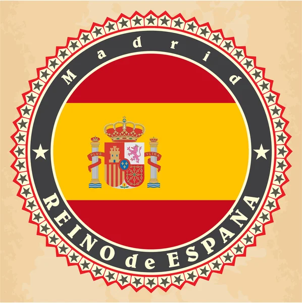 Vintage etikett kort i Spanien flagga. — Stock vektor