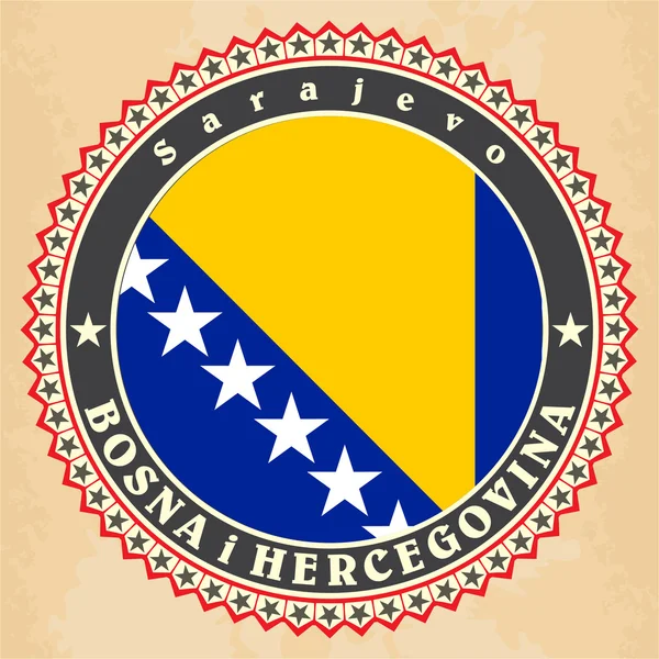 Vintage label cards of  Bosnia and Herzegovina flag. — Stock Vector