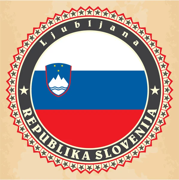 Cartões de etiqueta vintage da bandeira da Eslovénia . — Vetor de Stock