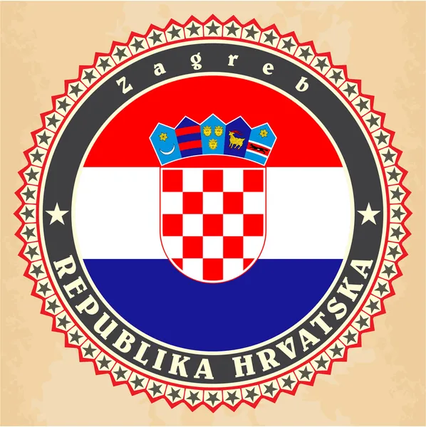 Cartes d'étiquette vintage du drapeau de Croatie . — Image vectorielle