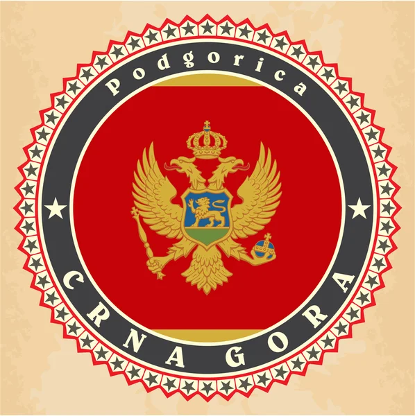 Cartes d'étiquettes vintage du drapeau du Monténégro . — Image vectorielle
