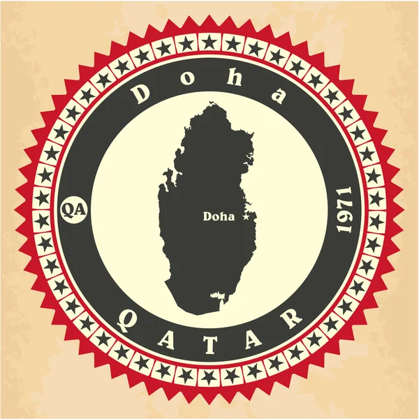 Carte adesive etichetta vintage del Qatar . — Vettoriale Stock