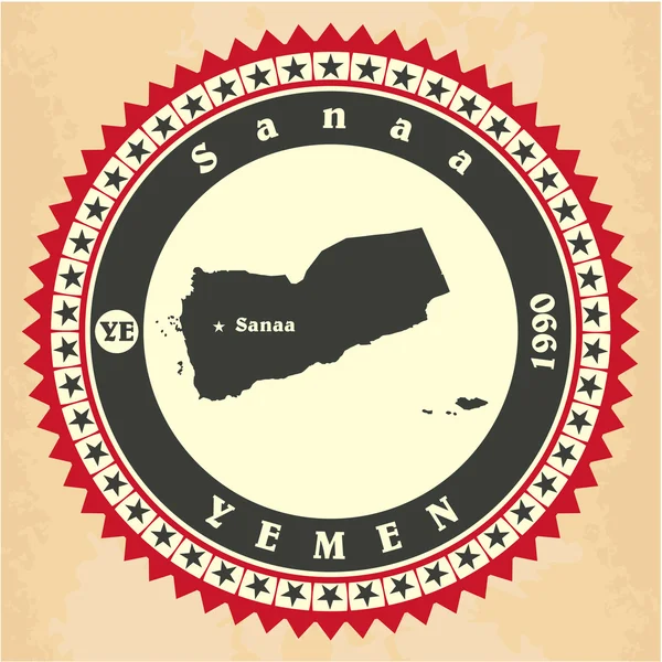 イエメンのヴィンテージ ラベル ステッカー カード. — ストックベクタ