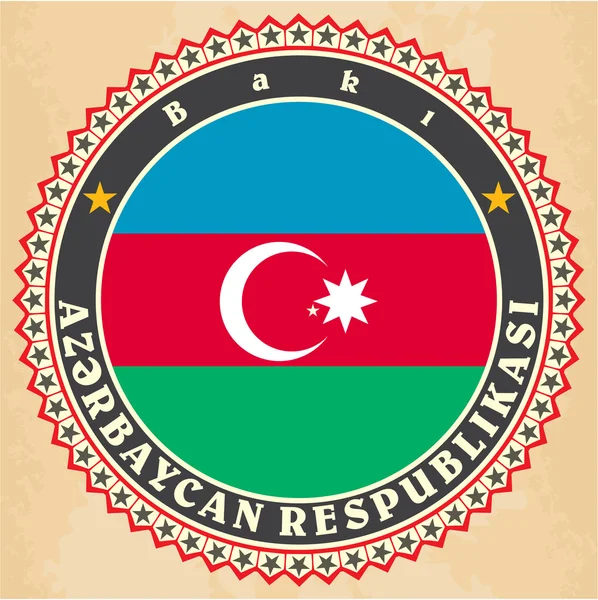 Vintage label cards of  Azerbaijan flag. — Stock Vector