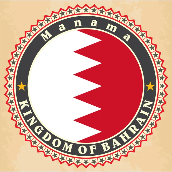 Vintage label cards  of Bahrain flag. — Stock Vector