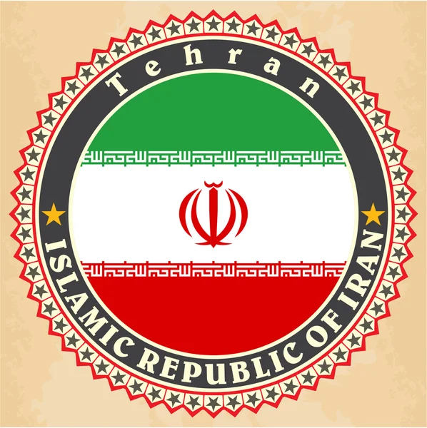 Vintage label cards of Iran flag. — Stock Vector