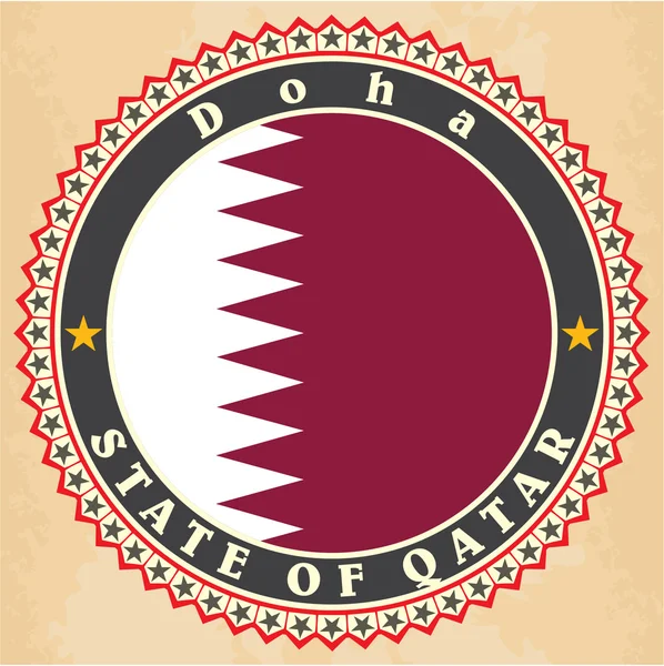 Vintage label cards of  Qatar flag. — Stock Vector