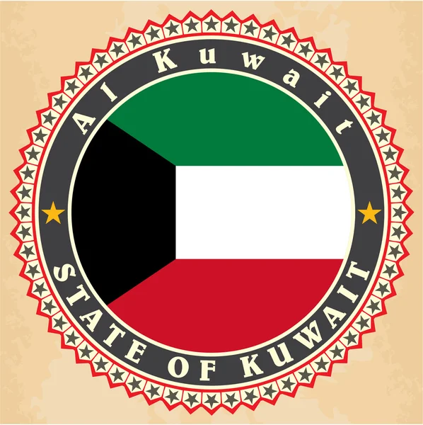 Vintage label cards of  Kuwait flag. — Stock Vector