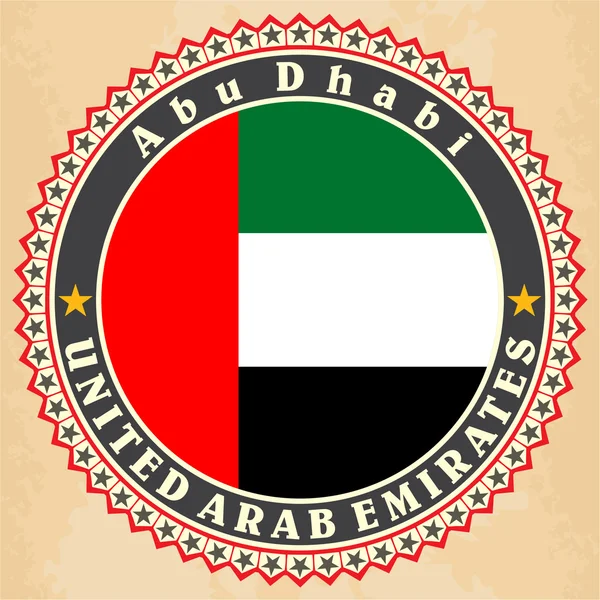 Vintage label cards of  United Arab Emirates flag. — Stock Vector