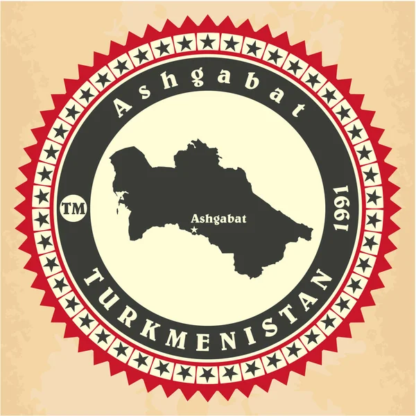 トルクメニスタンのヴィンテージ ラベル ステッカー カード. — ストックベクタ
