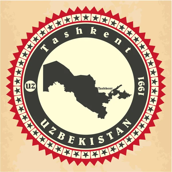 Tarjetas adhesivas de etiqueta vintage de Uzbekistán . — Archivo Imágenes Vectoriales