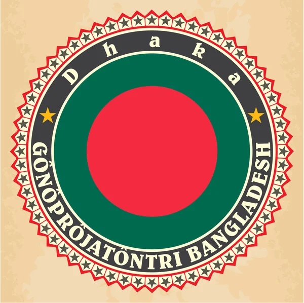 Vintage label cards of  Bangladesh flag. — Stock Vector