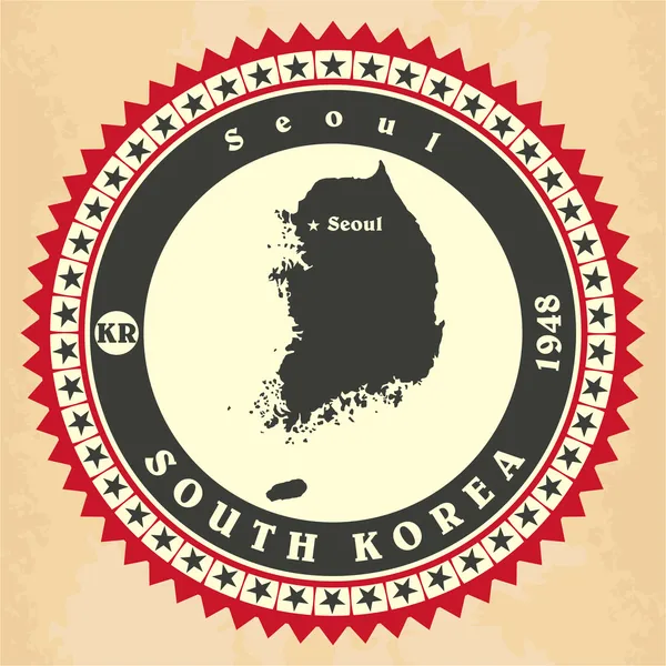 Tarjetas adhesivas de etiqueta vintage de Corea del Sur . — Vector de stock