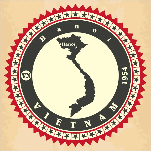 Etichetta-adesivo vintage carte del Vietnam . — Vettoriale Stock