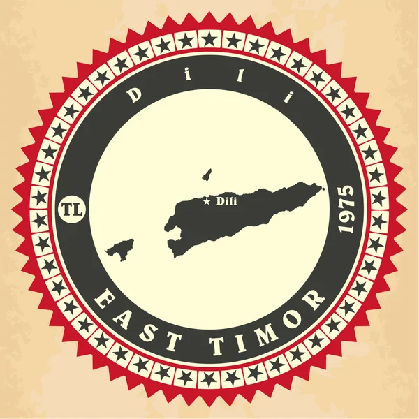 Doğu timor kartların Vintage etiket sticker. — Stok Vektör