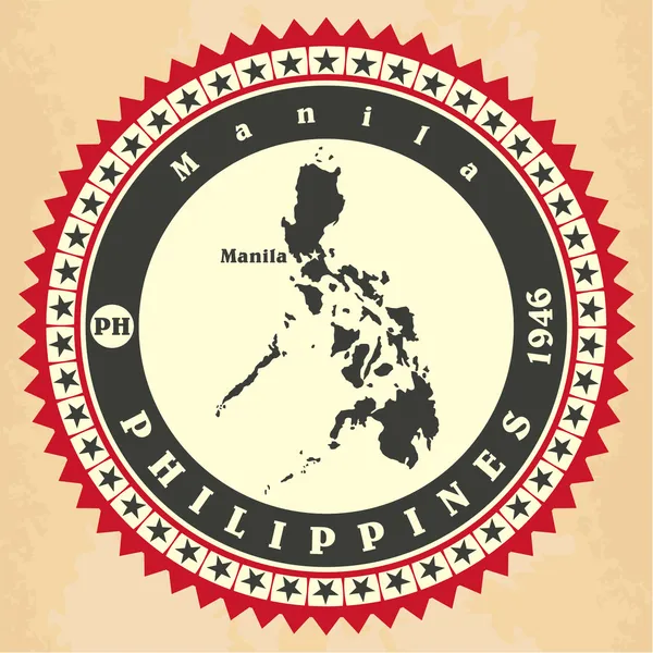 Tarjetas adhesivas de etiqueta vintage de Filipinas . — Vector de stock