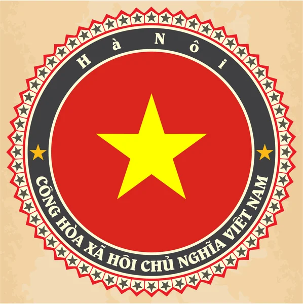 Tarjetas de etiqueta vintage de bandera de Vietnam . — Vector de stock