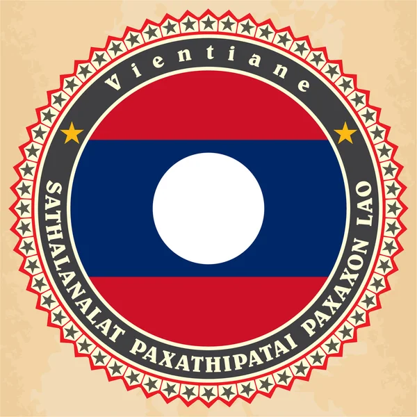 Tarjetas de etiqueta vintage de la bandera de Laos . — Vector de stock